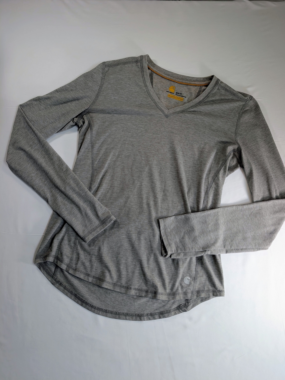 Carhartt Light Gray V-Neck Long Sleeve Women's Top